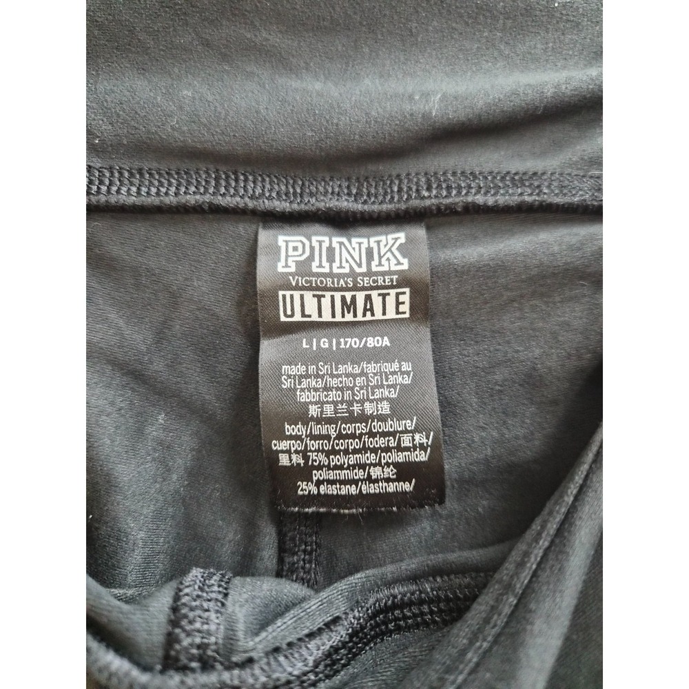 Pink Victorias Secret Ultimate Lace Up Leggings Womens Large Black Stretch Yoga - Picture 7 of 12